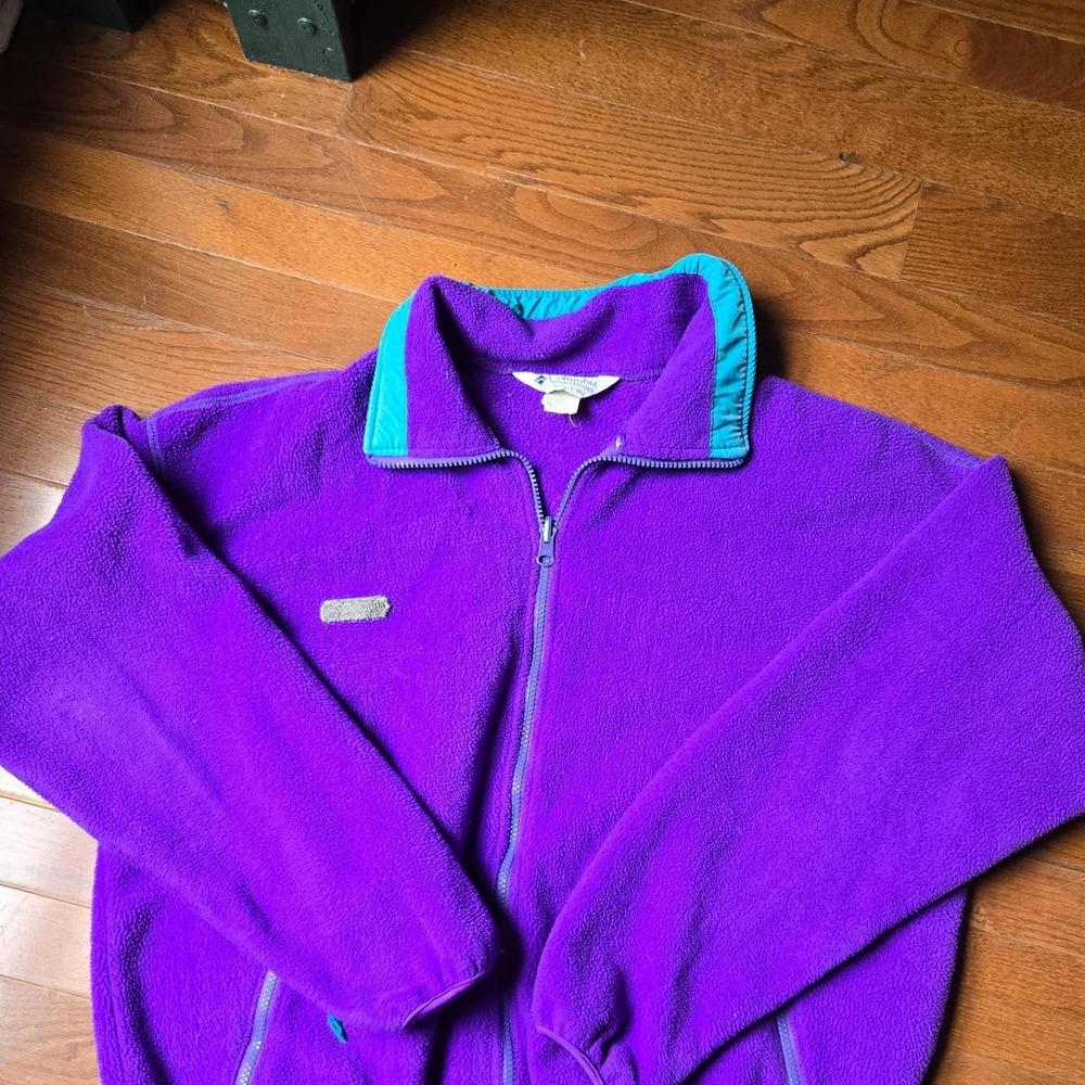 90s Colombia quarter zip fleece purple and teal sz XL